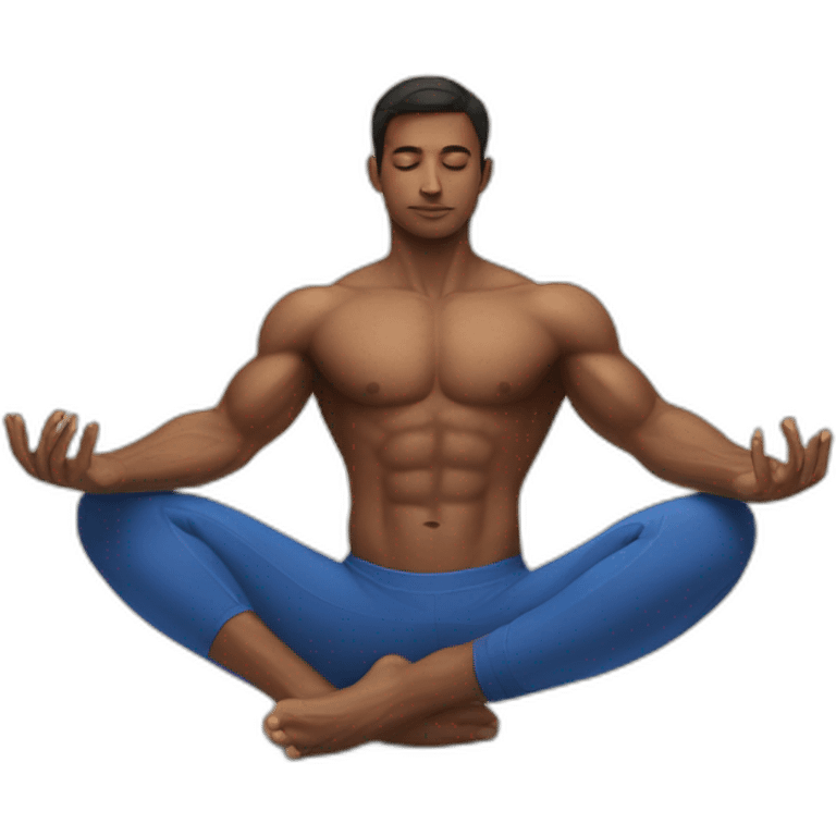  Indian male gymnasts with abs doing meditation  emoji