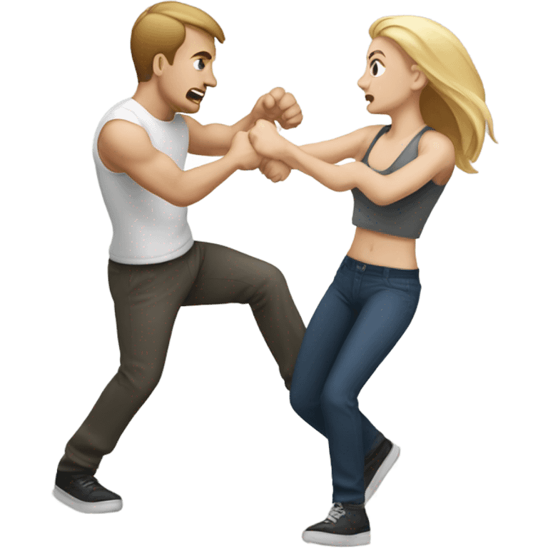 White female and white male fighting emoji