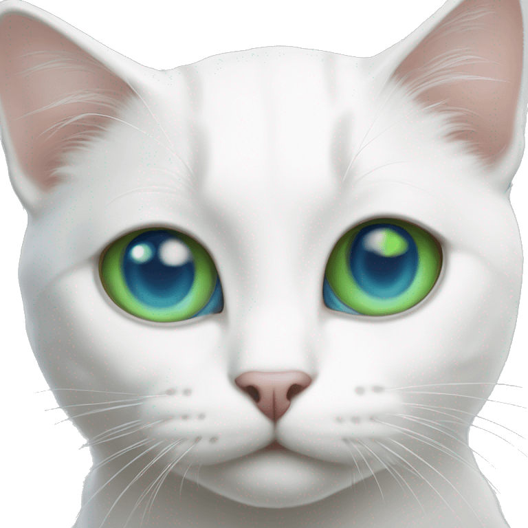 White cat with blue And green heterochromia emoji