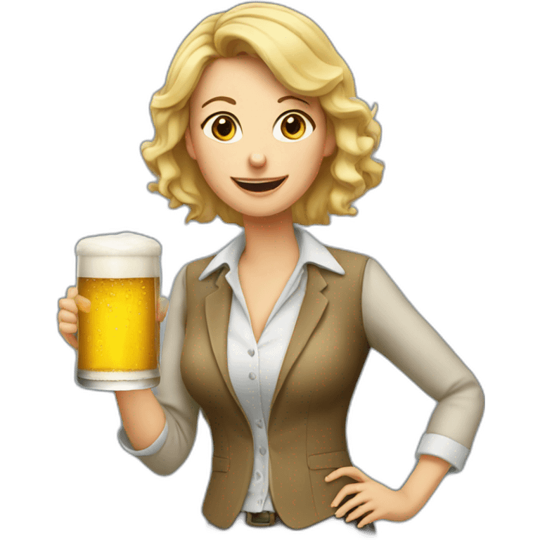 female crazy teacher drinking beer emoji