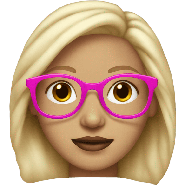 blonde with brown eyes wearing pink glasses light-skinned and pink lips  emoji