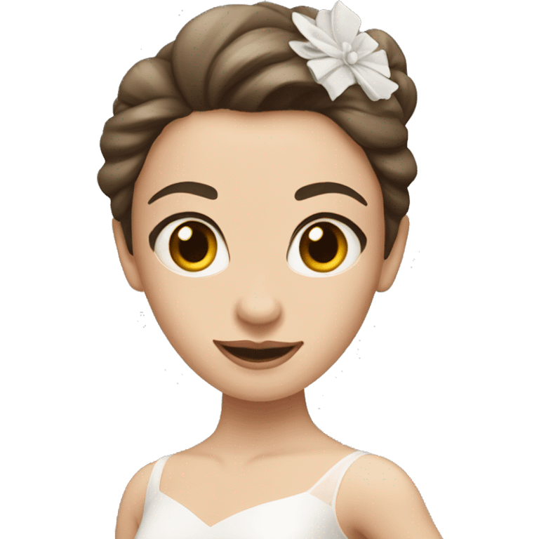 Brunette, white ballerina emoji