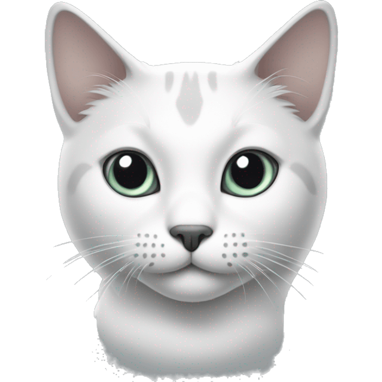 Cat white and grey with a white dot in the tail emoji