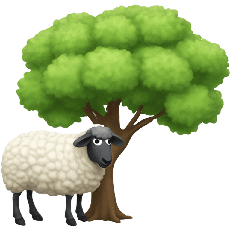 a sheep eating under a tree emoji