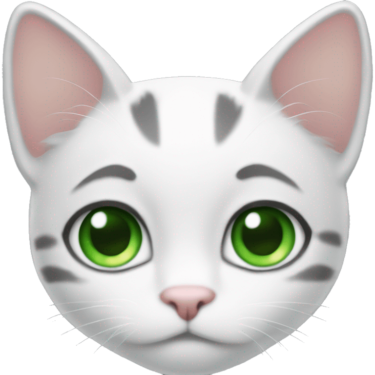 Cat black and white short haire green eyes emoji