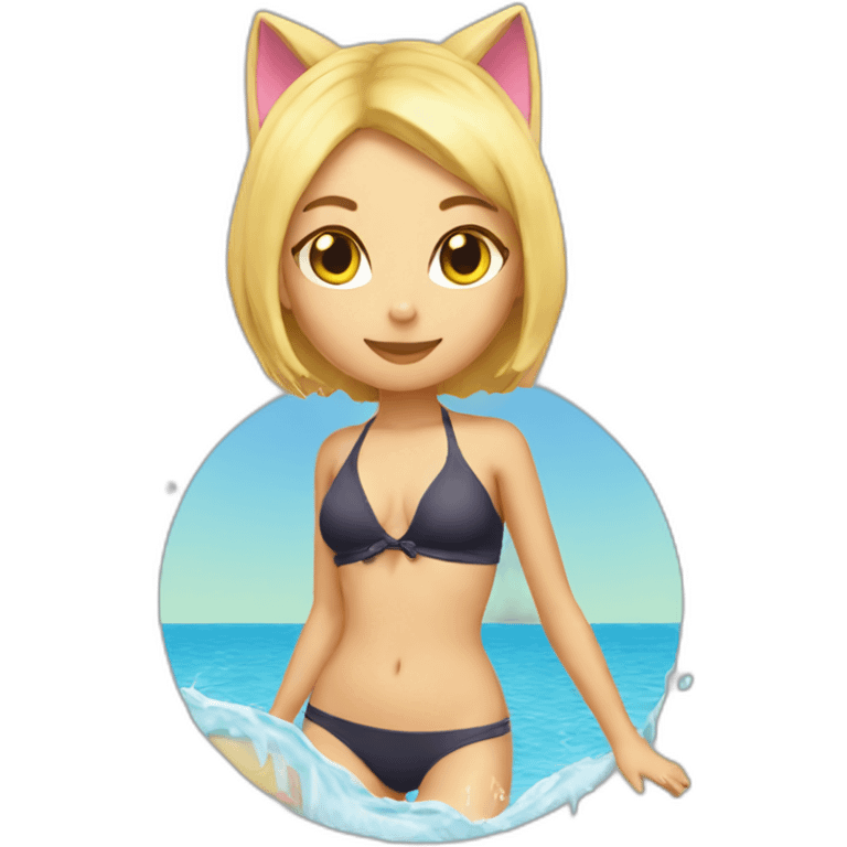 hot catgirl blonde swim suit emoji