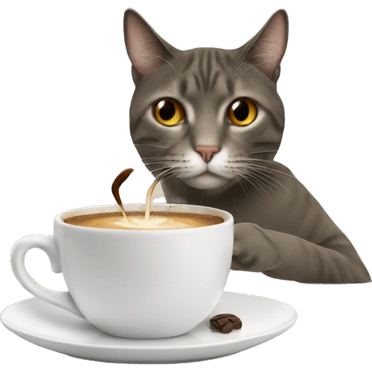 Cat drinking coffee emoji