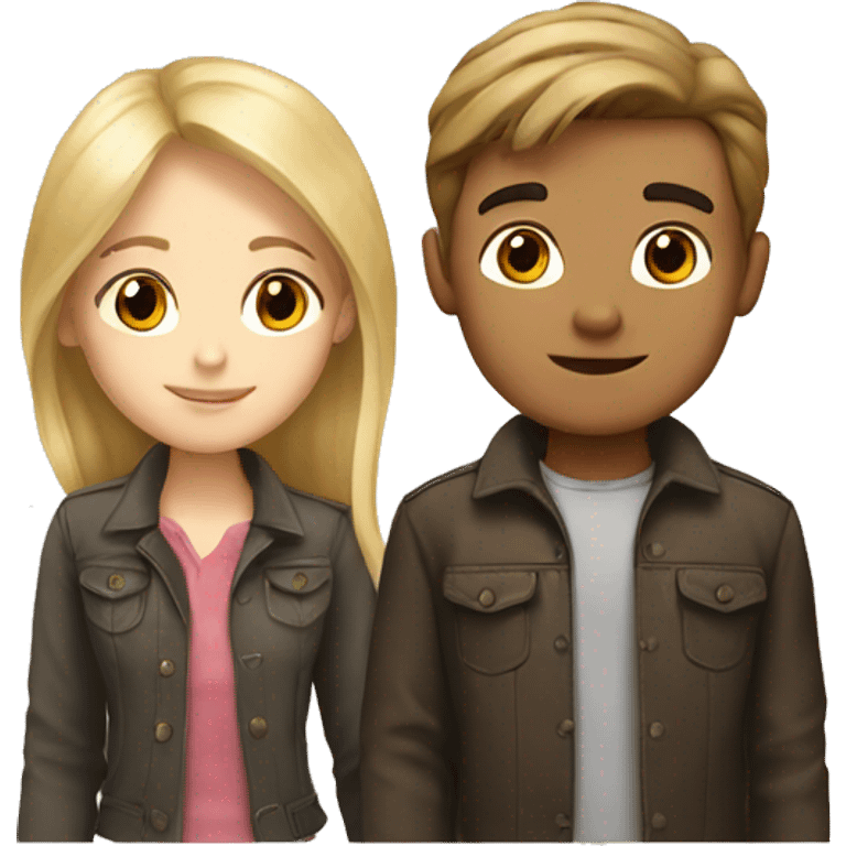 Brown hair boy and blonde girl  emoji