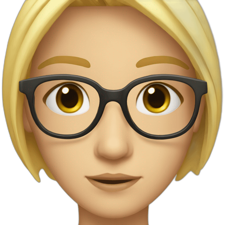 rubia lacia con lentes ojos negos emoji