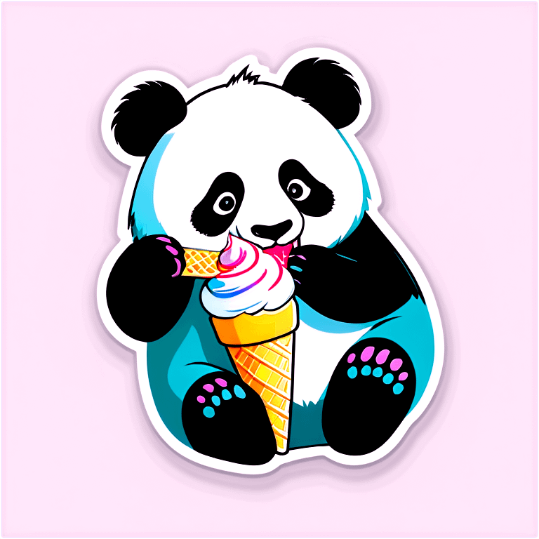 Panda eating ice cream emoji