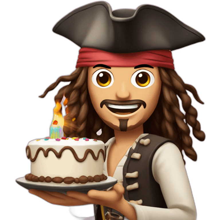 Jack Sparrow throwing a cake emoji