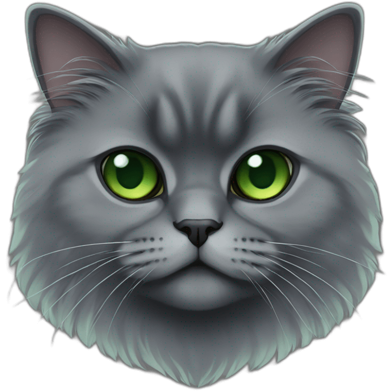 dark gray persian cat with green eyes emoji