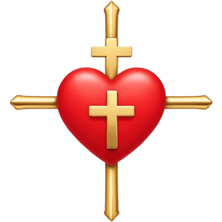 Two red  hearts around  a simple gold cross  emoji