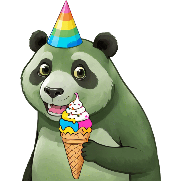 Panda eating ice cream emoji