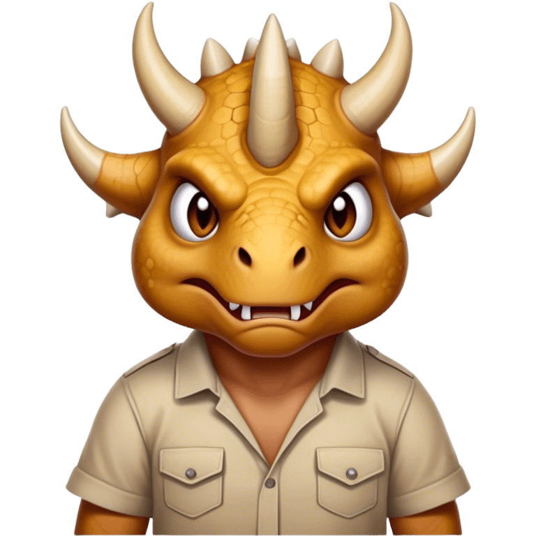 angry face of a triceratops in a shirt emoji