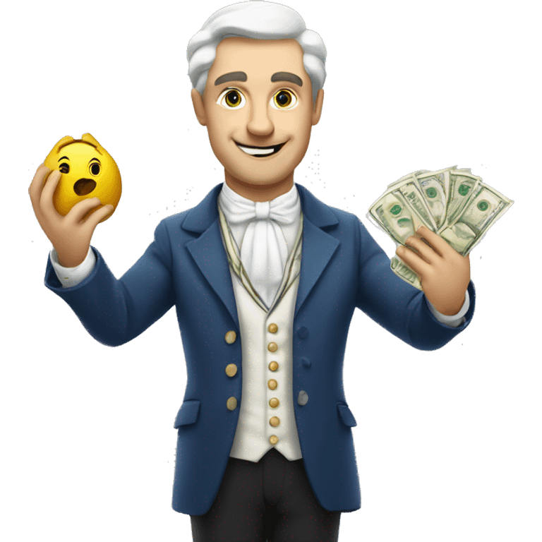 white aristocrat with money bag in his hands emoji