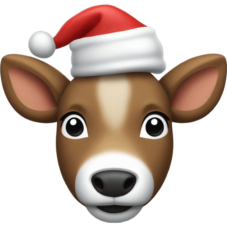 Raindeer with a Santa hat on  emoji