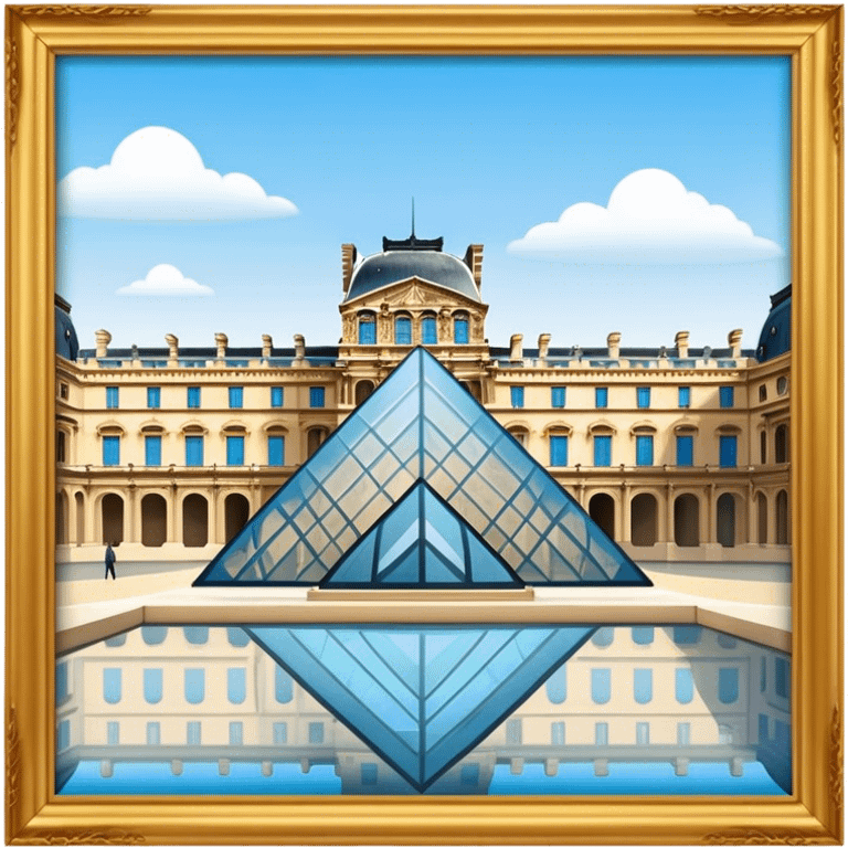 Louvre Museum Landmark Emoji – Showing the glass pyramid entrance with the historic palace in the background. emoji