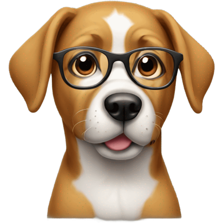 Dog wearing glasses emoji