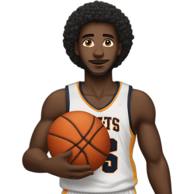 A black Guy with a basketball emoji