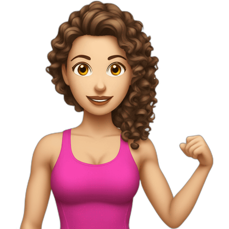 Brown curly hair Caucasian female personal trainer drinking cocktail emoji