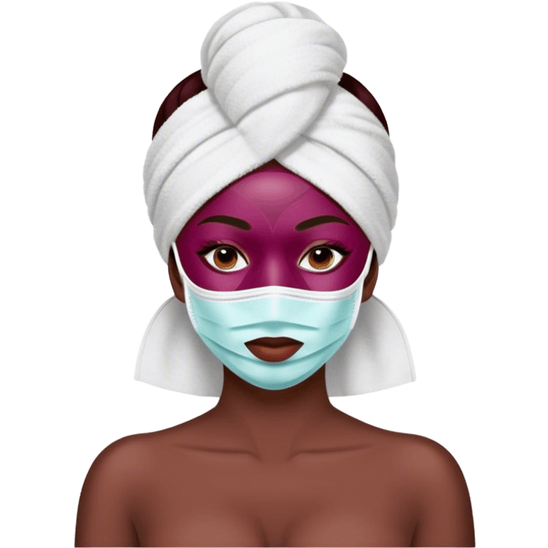 Lady with face mask spa beauty full face relaxing Burgundy emoji