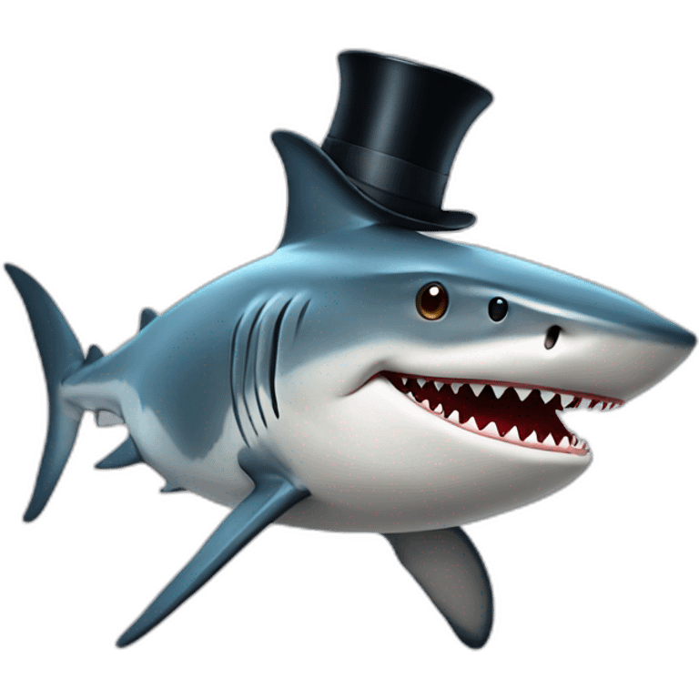 Shark with a top hat emoji