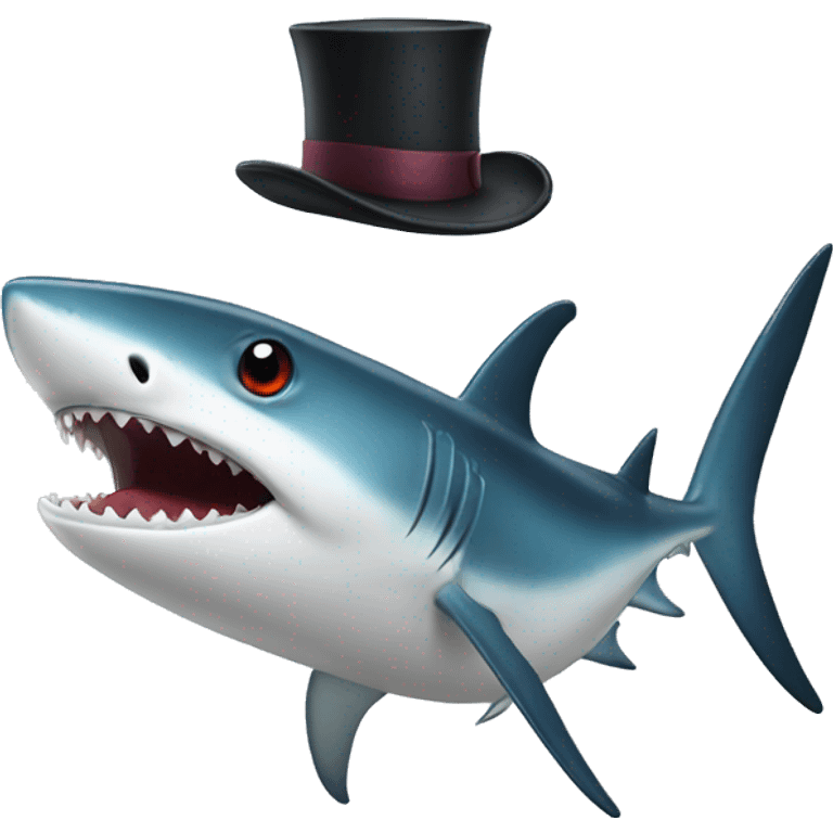 Shortfin mako with a top hat emoji