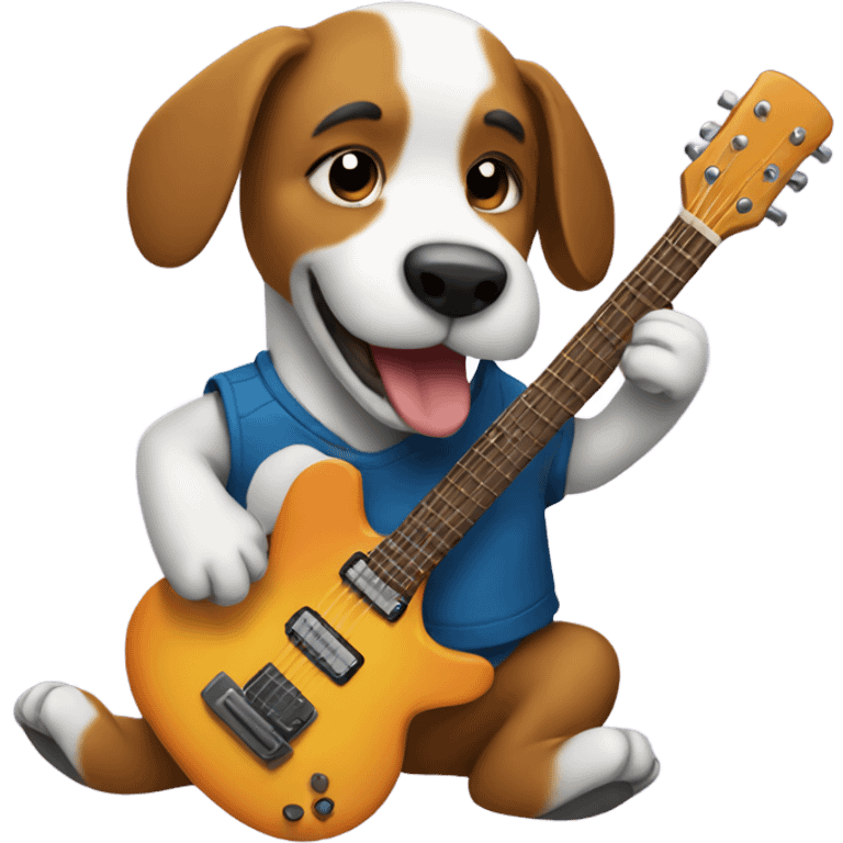 Dog playing guitar  emoji