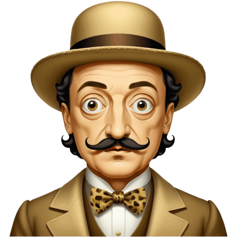 Cinematic Realistic portrait of Salvador Dalí, depicted as a surrealist artist with eccentric, expressive features and his iconic mustache, rendered with vibrant, imaginative lighting and richly detailed period attire that capture his avant-garde essence. emoji