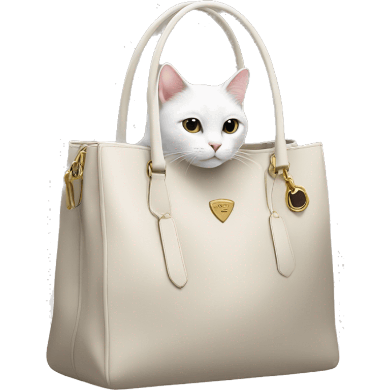 white cat in a prada bag emoji