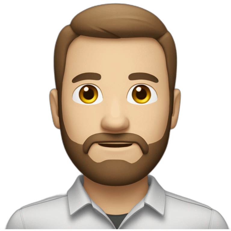 a white man with brown short hair with a brown beardh.job title head of IT security emoji