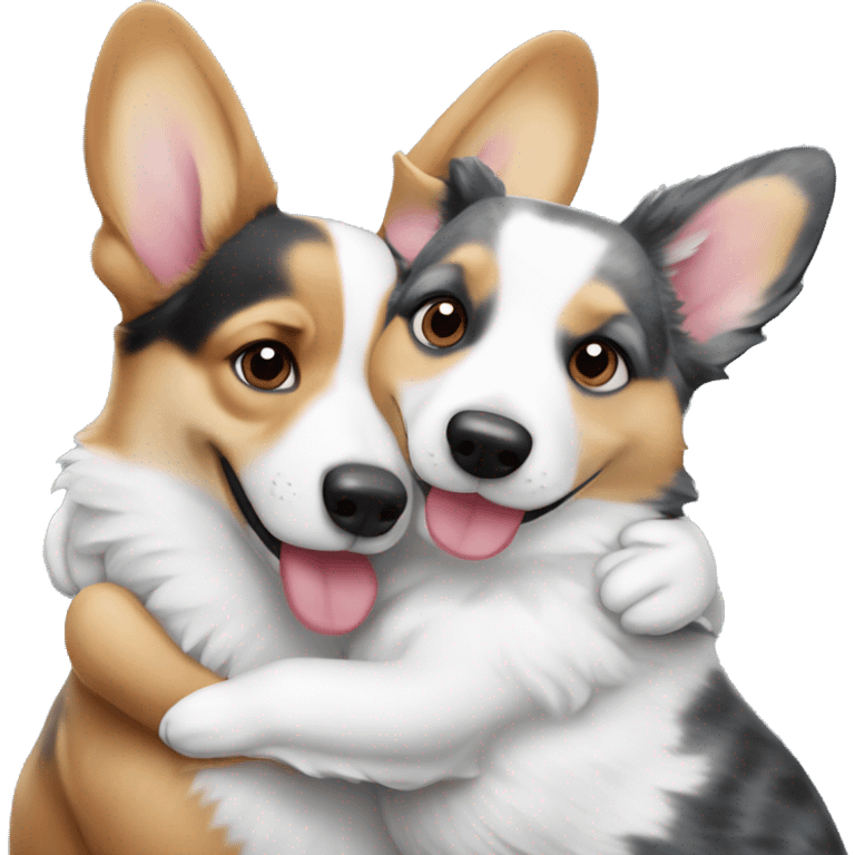 Corgi embark and blue Merle corgi hugging emoji