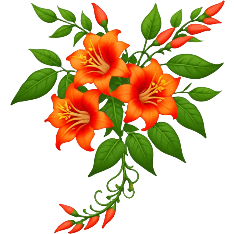 big bouquet Trumpet Vine, luxuriant, stem, leaf emoji