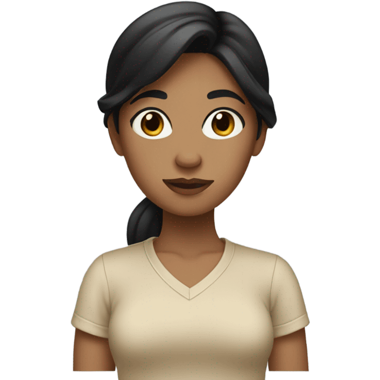 girl black hair, on beige shirt emoji