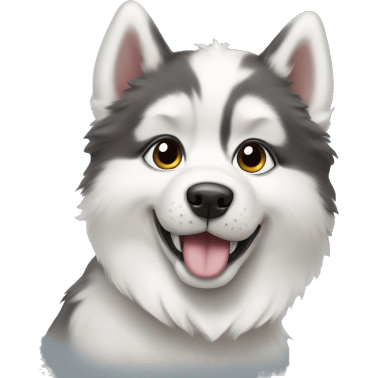 Cute puppy, husky, snowy  emoji