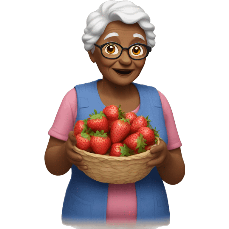 Grandma with strawberries in her hand  emoji