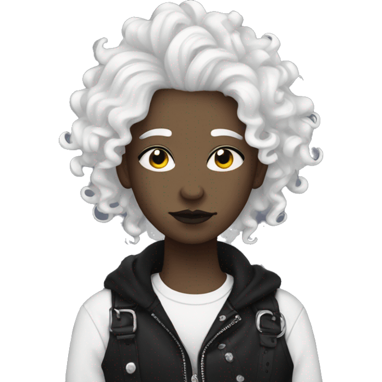 non binary white goth with curls emoji