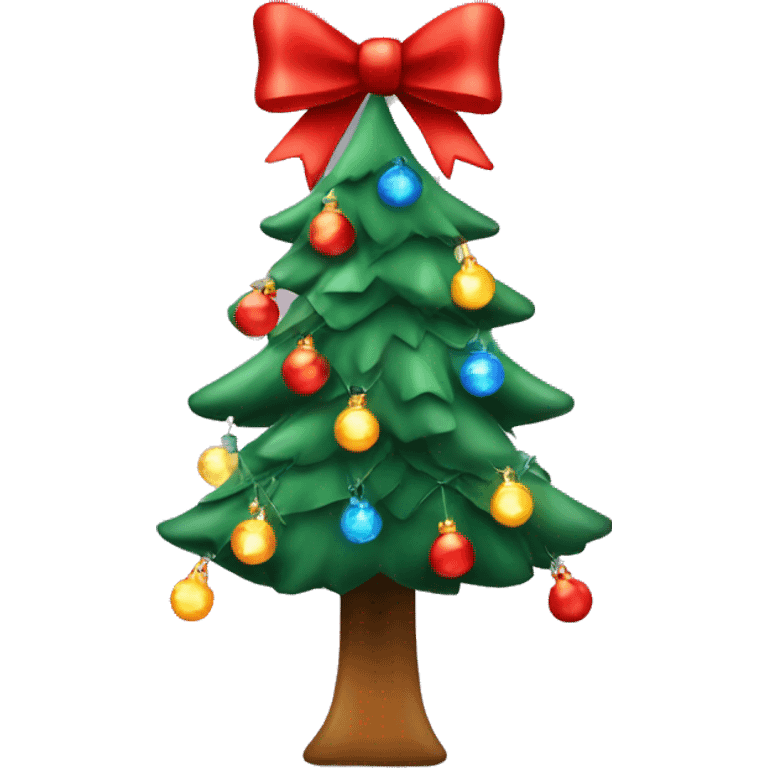 Christmas tree with lights and bow in red decoration emoji