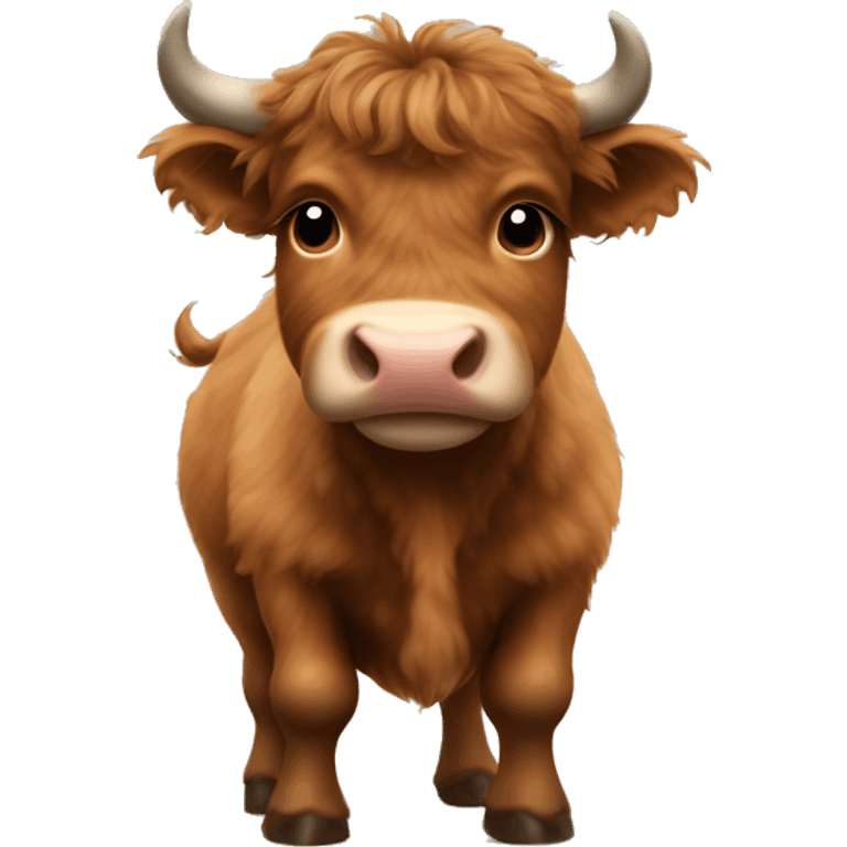 brown fluffy baby scottish cow with a small bow on head emoji