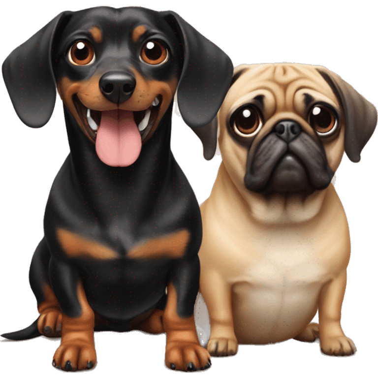 a dachshund and a pug emoji