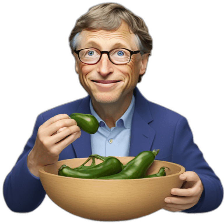 bill gates eating eggplant emoji