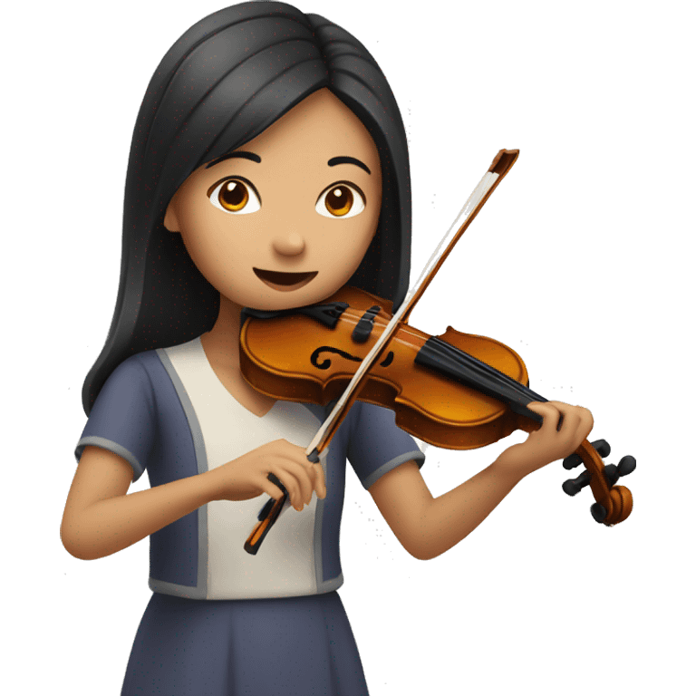 Asian girl playing violin emoji