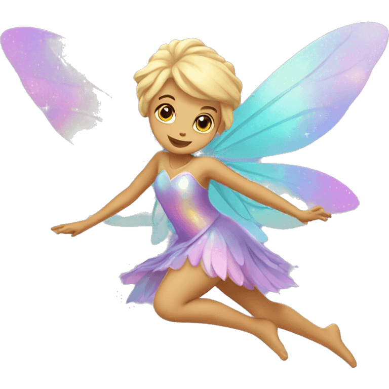 Iridescent fairy flying twinkle emoji