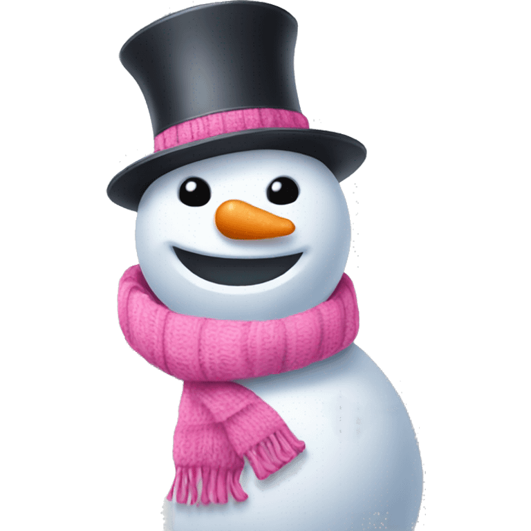 Snowman with pink scarf  emoji