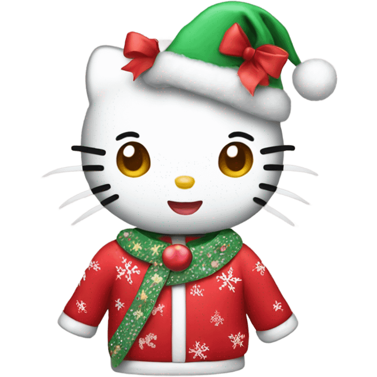 hello kitty wearing christmas clothes emoji