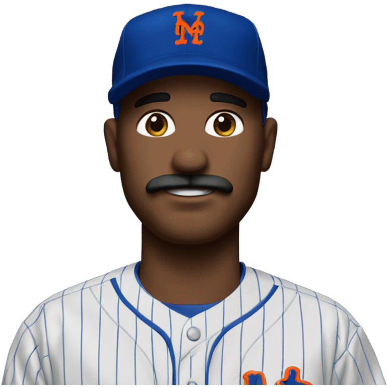 Man with a small mustache in a mets jersey emoji