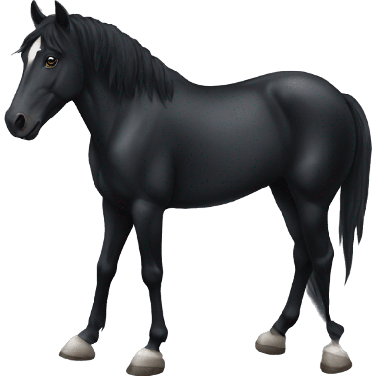 a completely black horse, with black hooves emoji