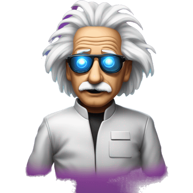 Synthwave Einstein in back to the future style emoji