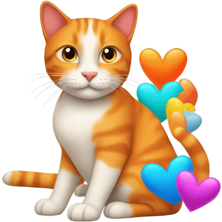 Orange cat with hearts above him emoji